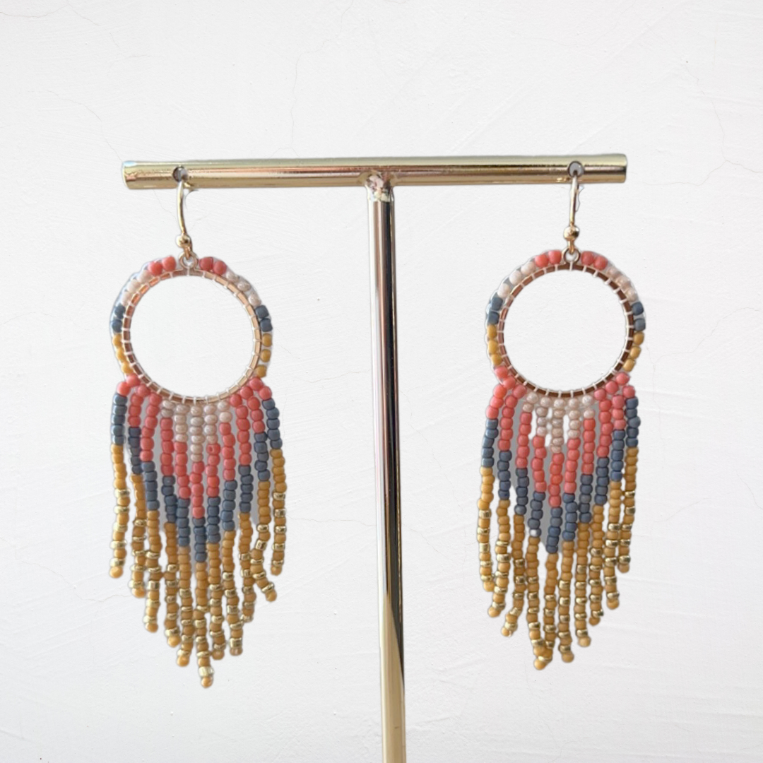 Tribal Long Beaded Dangle Earring