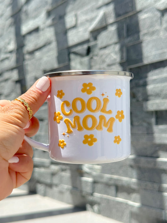 Cool Mom White Enamel Camp Mug