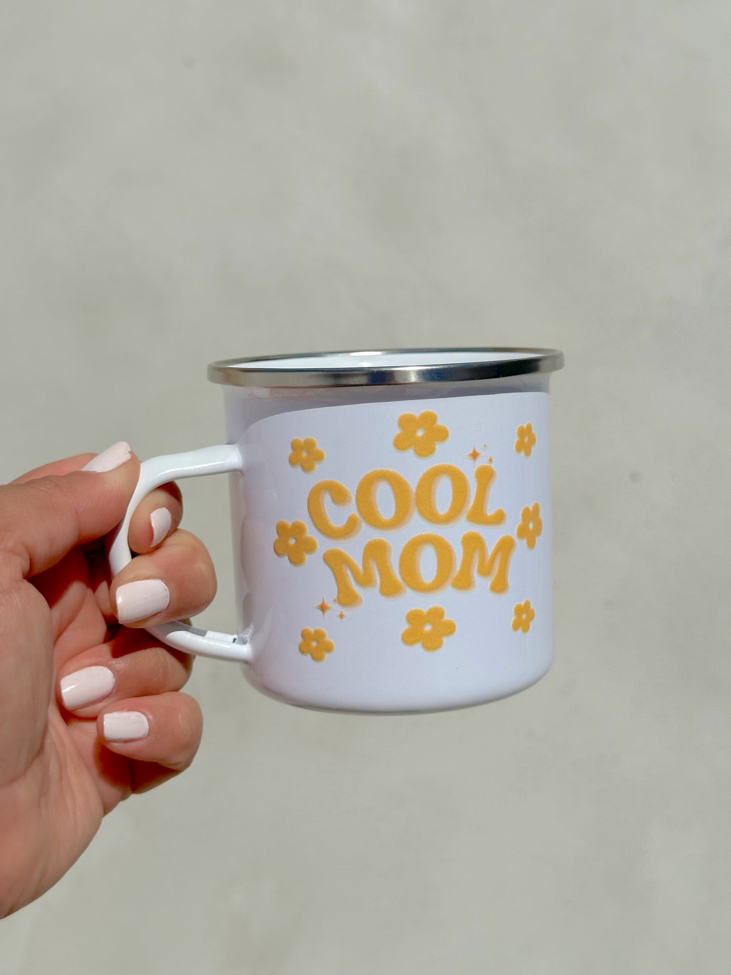 Cool Mom White Enamel Camp Mug