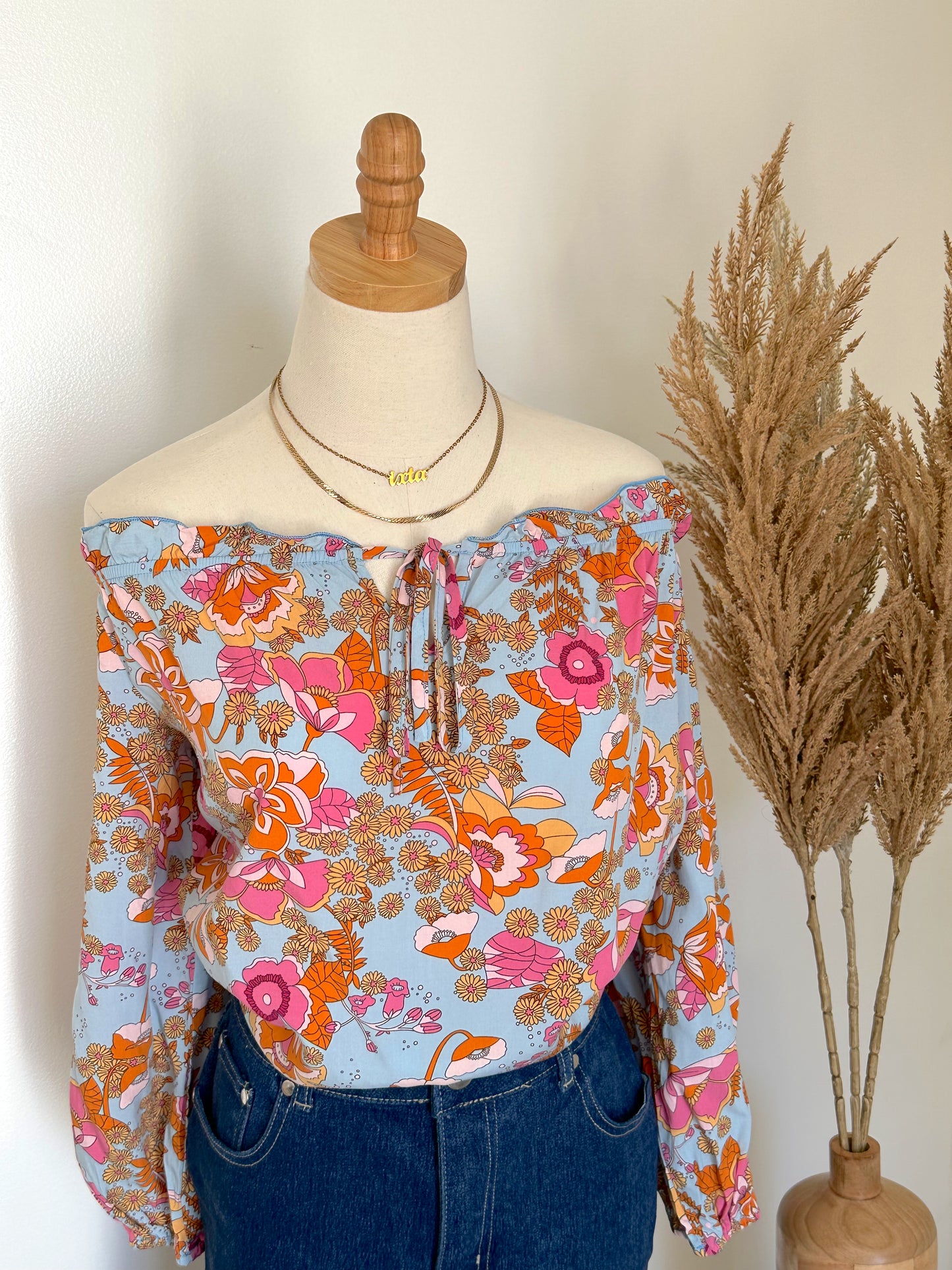 Off-Shoulder Floral Blouse