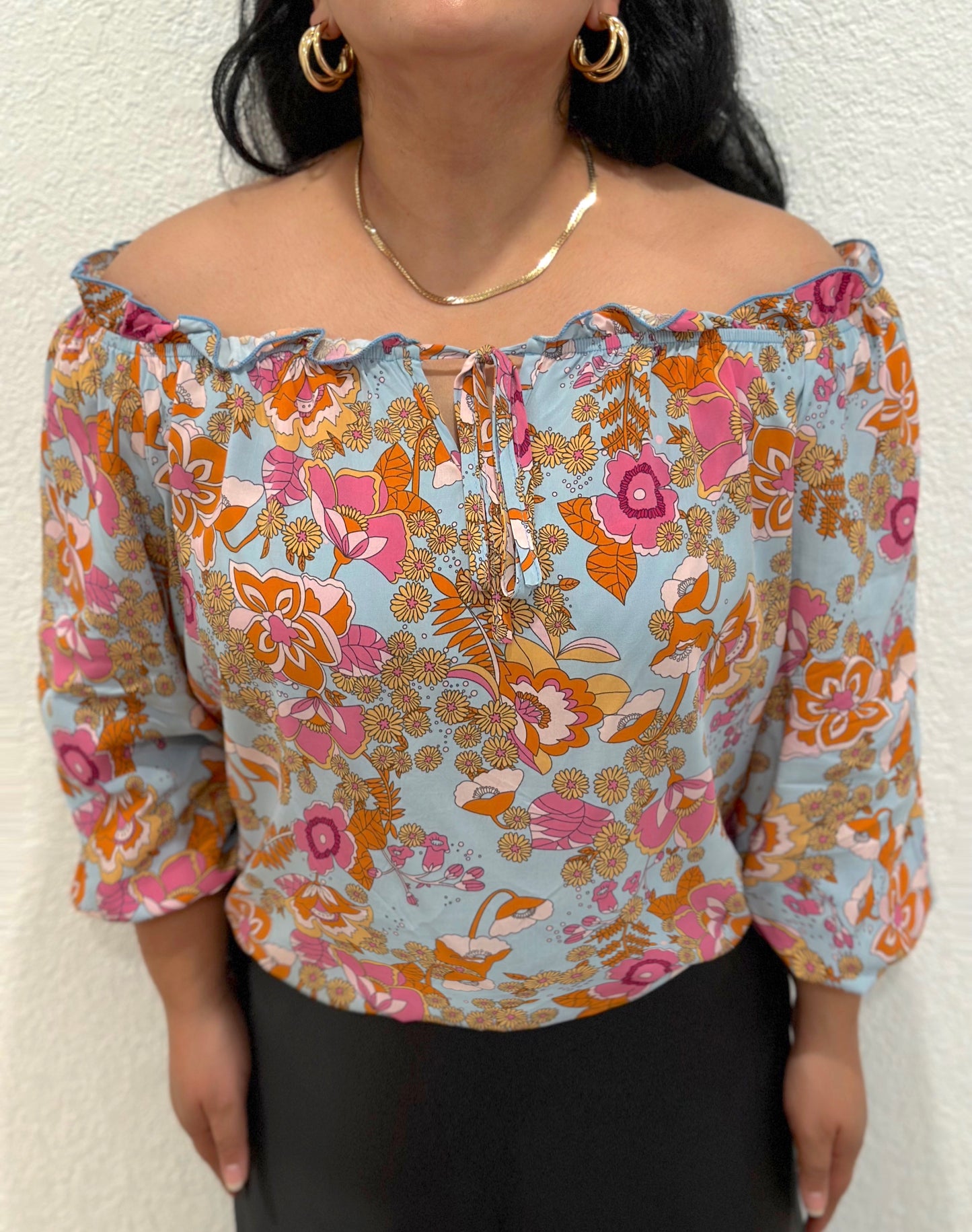 Off-Shoulder Floral Blouse