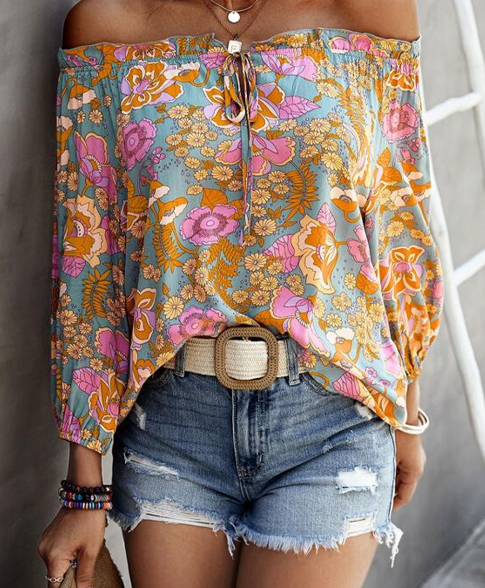 Off-Shoulder Floral Blouse