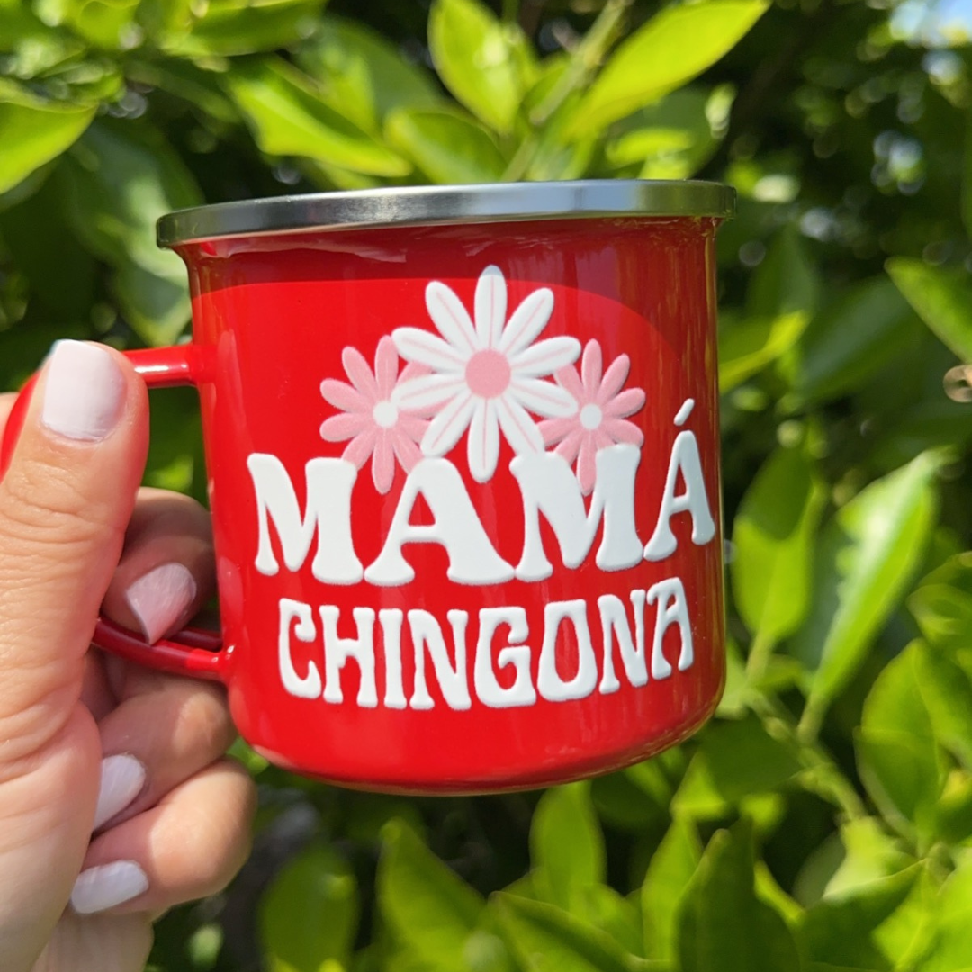 Mamá Chingona Red Enamel Camp Mug