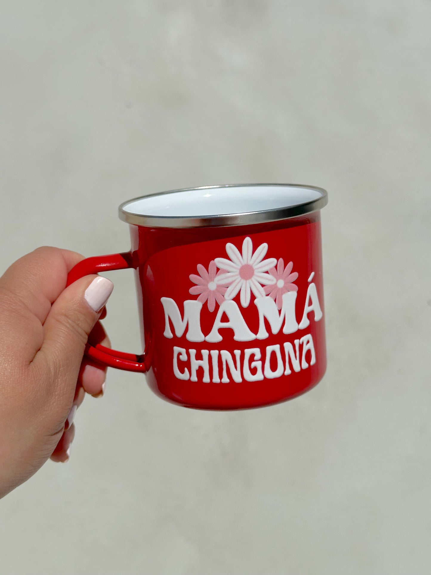 Mamá Chingona Red Enamel Camp Mug