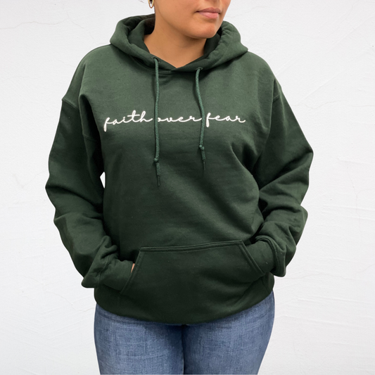 Forest Green Faith Over Fear Hoodie