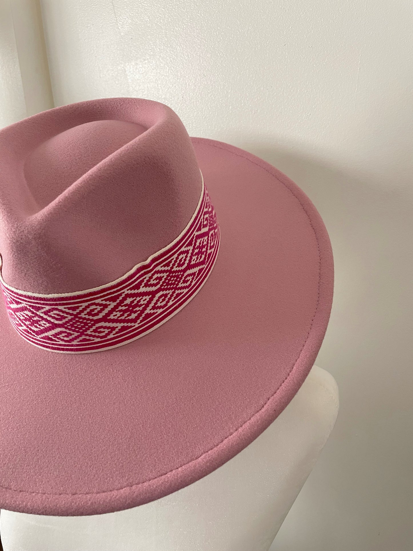 Pink Tribal Boho Stripe Fedora Hat