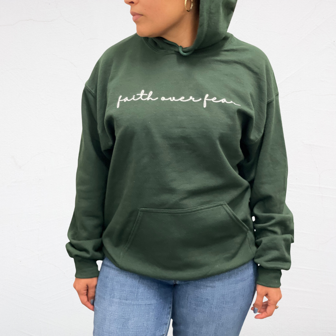 Forest Green Faith Over Fear Hoodie