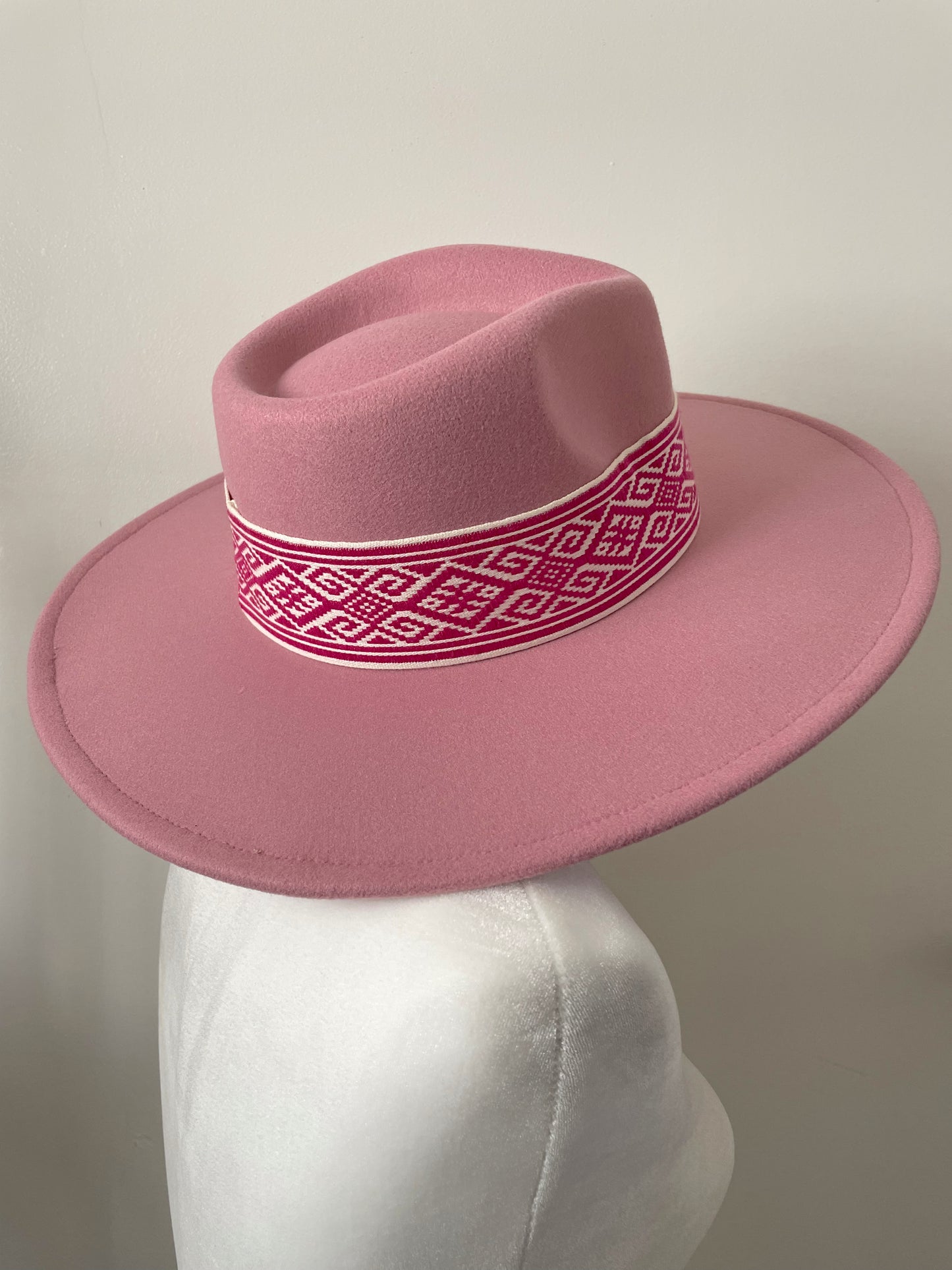 Pink Tribal Boho Stripe Fedora Hat