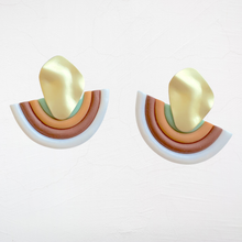 Load image into Gallery viewer, Rainbow Clay Fan Earrings
