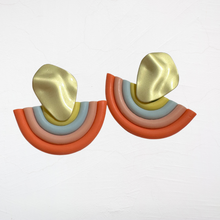 Load image into Gallery viewer, Rainbow Clay Fan Earrings

