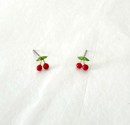 Tiny Cherry Stud Earrings