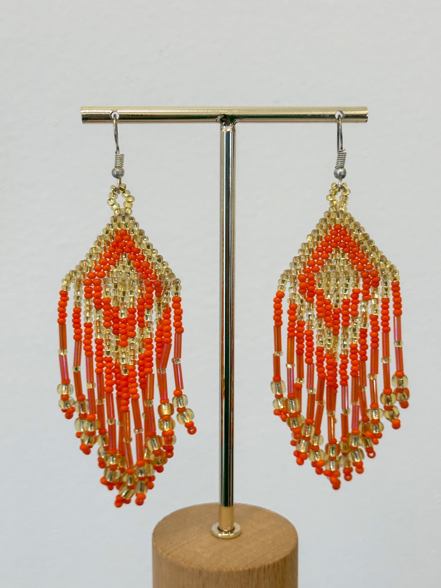 Western Aztec Multi Color Beaded Tassel Earrings