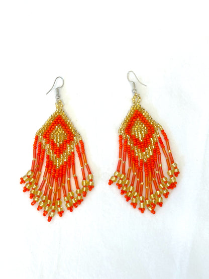 Western Aztec Multi Color Beaded Tassel Earrings