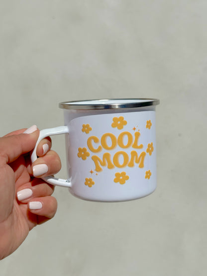 Cool Mom White Enamel Camper Mug