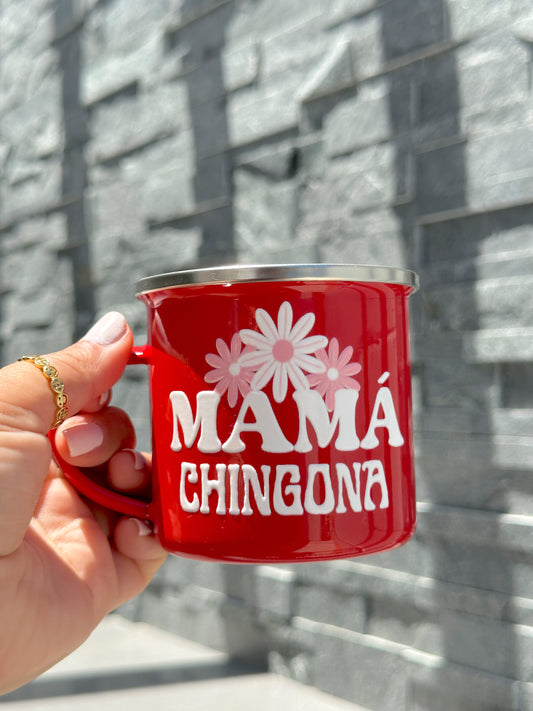 Mamá Chingona Red Enamel Camp Mug