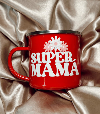 Super Mamá Red Enamel Camper Mug