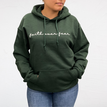 Load image into Gallery viewer, Forest Green Faith Over Fear Hoodie
