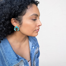 Load image into Gallery viewer, Turquoise Squash Blossom Stud Earrings
